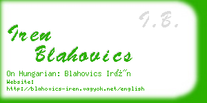 iren blahovics business card